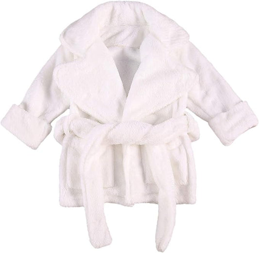 Qiylii Unisex Baby Plush Bathrobe Plain Kimono Gown Newborn Toddler Girls Boys Towel Robe Nightwear Clothes