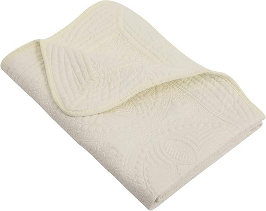 MONOBLANKS Baby Quilt Personlized Monogram Lightweight Embossed Scalloped Throw Blanket Four Seasons (Light Yellow)