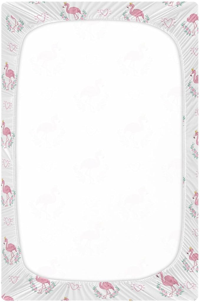 Flamingo Crib Sheets for Neutral Bassinet Play Sheets,Sheets Toddler Bed Sheets for Baby Boys Girs 39 * 27 * 5in