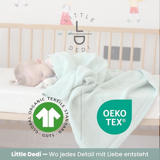 100% Organic Cotton Baby Knitted Blanket with Gift Box - Soft Toddler, Crib, Stroller Blanket - Neutral Swaddle and Receiving Blanket for Newborns, 30"x40", Sage