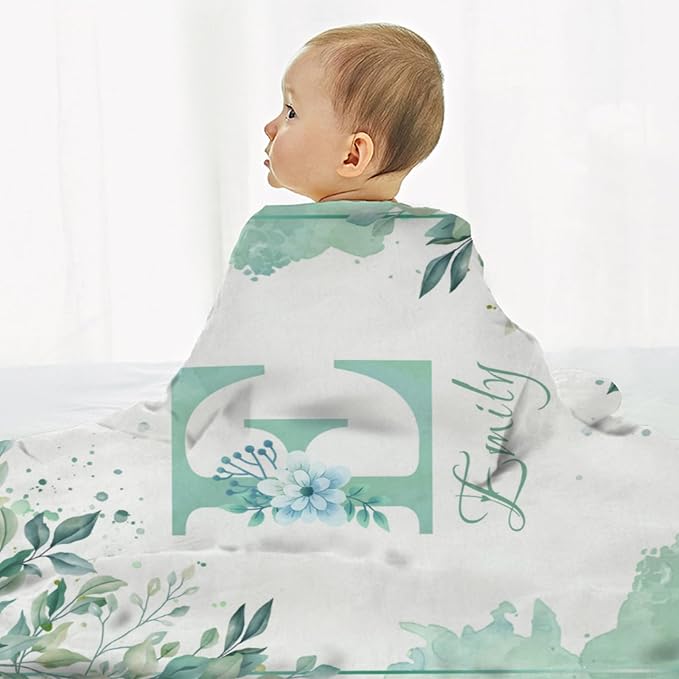 Personalized Baby Blanket with Name, Custom Baby Blanket for Kids Personalized Baby Gifts for Christmas BirthdayIn Easter Soft Flannel Infant Newborn Shower (Blue)