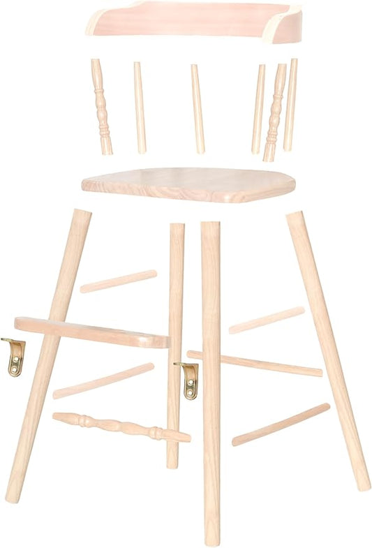 Sargent's Sons Amish Style Wooden Youth Chair, Desk Chair, Youth Dinning Chair with Step & Arms (Natural DIY You Finish)