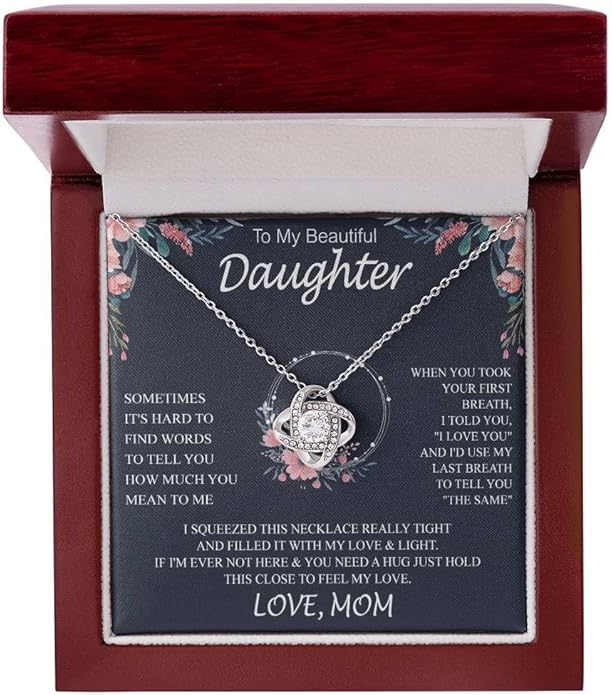 To My Daughter Gift Necklace From Dad or Mom - Badass Daughter Jewelry With Heartfelt Message & Elegant Box