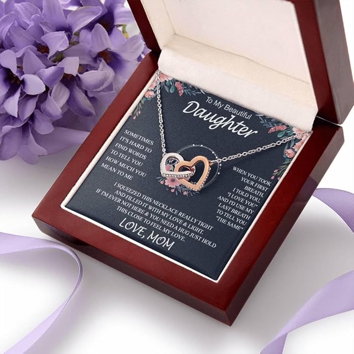 To My Daughter Gift Necklace From Dad or Mom - Badass Daughter Jewelry With Heartfelt Message & Elegant Box