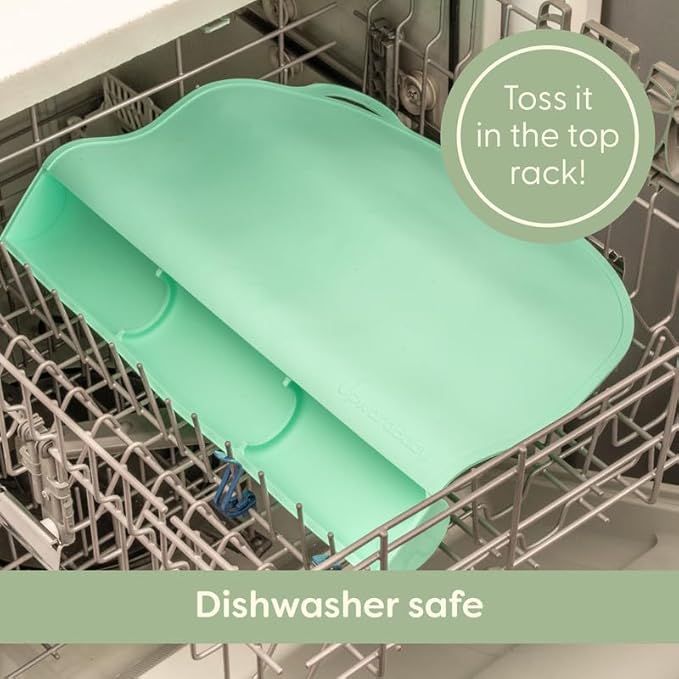 UpwardBaby 100% Silicone Baby Placemat (Mint Green) - Food-Catching Table Mat - Non-Slip Backing, BPA-Free, Dishwasher Safe- Toddler Eating Mat & Baby Silicone Suction Placemat