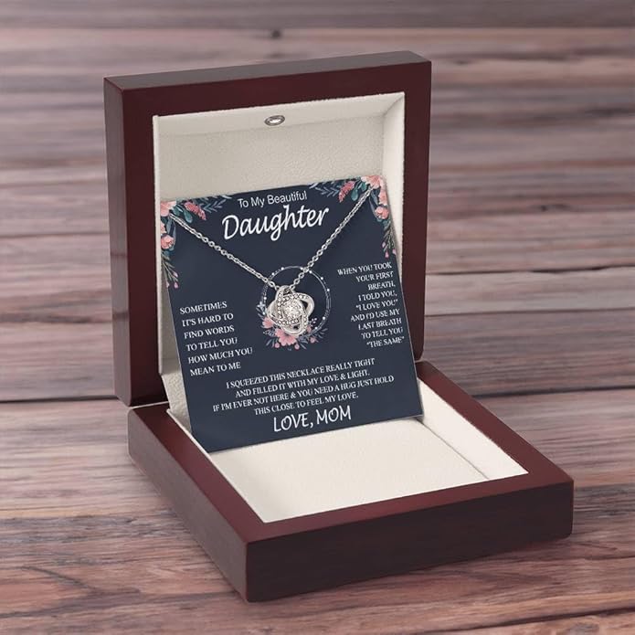 To My Daughter Gift Necklace From Dad or Mom - Badass Daughter Jewelry With Heartfelt Message & Elegant Box