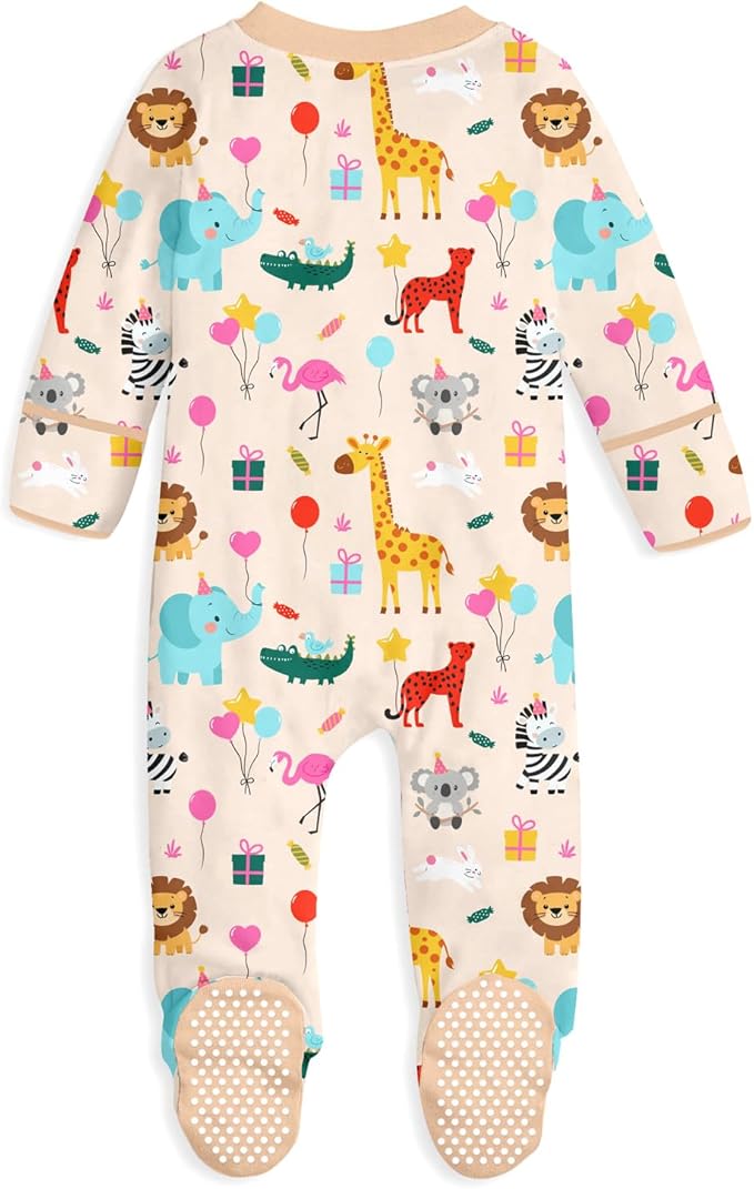 UNIFACO Baby Girls Boys Footed Pajamas One-Piece Sleeper Snug Fit Sleep and Play Zip Front Footie Romper 0-12 Month