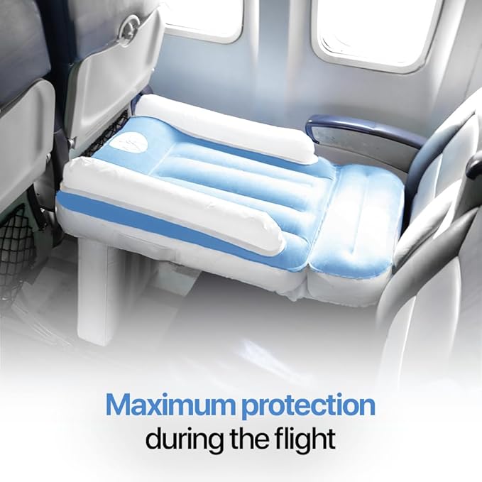 Inflatable Toddler Airplane Bed - Inflatable Kids Air Plane Bed Airplane Seat Extender for Kids with Safety Belt, Carry Bag, Fast-Pump & Storage Pocket - for Toddlers Flight Sleep