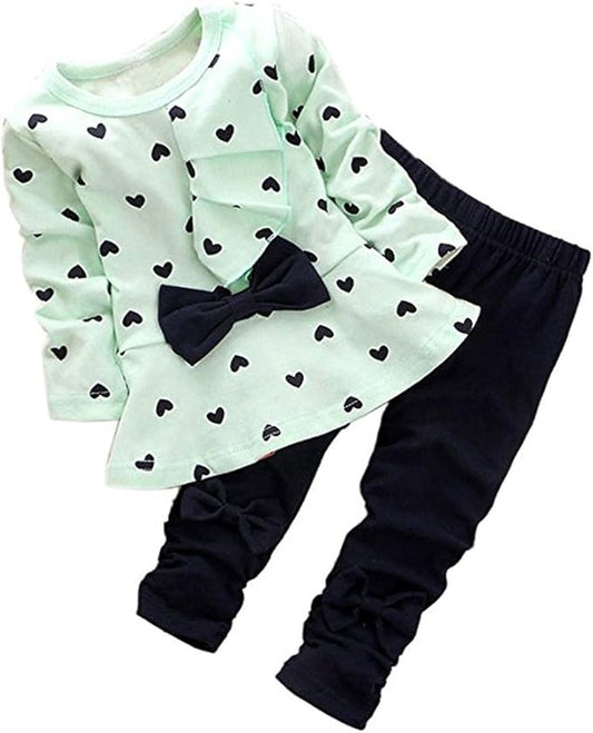 Cute Toddler Baby Girls Clothes Set Long Sleeve T-Shirt and Pants Kids 2pcs Outfits