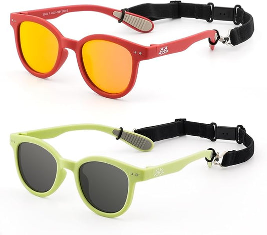 EYEBUDDY Kids Sunglasses for Boys Girls Age 2-8 Polarized UV Protection Toddler Children Sun Glasses Pack of 2