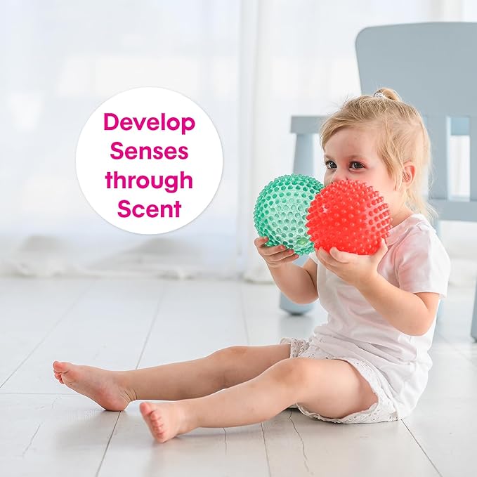 Edushape The Original Scented Sensory Balls for Baby, Vanilla and Strawberry - Assorted Balls That Help Enhance Gross Motor Skills for Kids Aged 12 Months & Up - Unique Toddler Ball for Baby