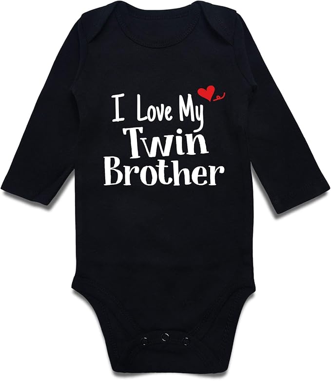 DEFAHN Funny Twins Baby Bodysuits Boys Girls Rompers 2 Pack Twin Matching Clothes Outfits for Newborn Infant