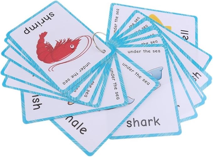 20 pcs Sea Animals Flash Cards for Toddlers | Marine Animals Learning Cards & Montessori Pocket Cards Perfect for Pre-K Wall Stickers and Insect Themed Party, Teacher/Autism Therapists Tools