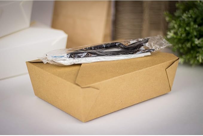 Karat Paper To Go Boxes [76 oz - 200ct] Leak-Resistant, Microwavable, Heavy-Duty Take Out Boxes | Grease Resistant & Stackable | #3 Kraft Brown