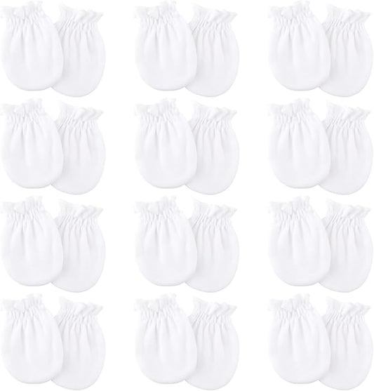 BQUBO 12 Pairs Baby Mittens Newborn Infant Toddler Mittens No Scratch Cotton Elastic Wrist Gloves for Boys Girls 0-6 Months