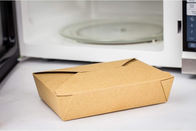 Karat Paper To Go Boxes [54 oz - 200ct] Leak-Resistant, Microwavable, Heavy-Duty Take Out Boxes | Grease Resistant & Stackable | #2 Kraft Brown