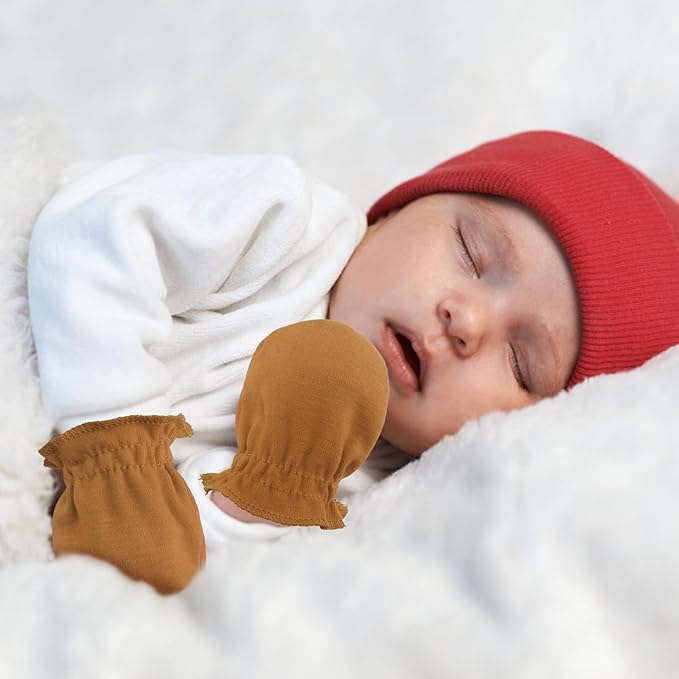 BQUBO 12 Pairs Baby Mittens Newborn Infant Toddler Mittens No Scratch Cotton Elastic Wrist Gloves for Boys Girls 0-6 Months