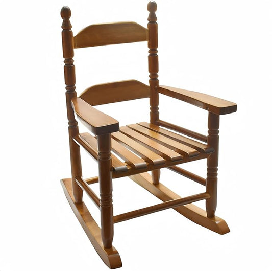 Child Rocking Chair for 3-6 Small Baby Kids Wooden Outdoor Furniture Indoor Living Room Lounge Bedroom Porch Patio Outside Brown