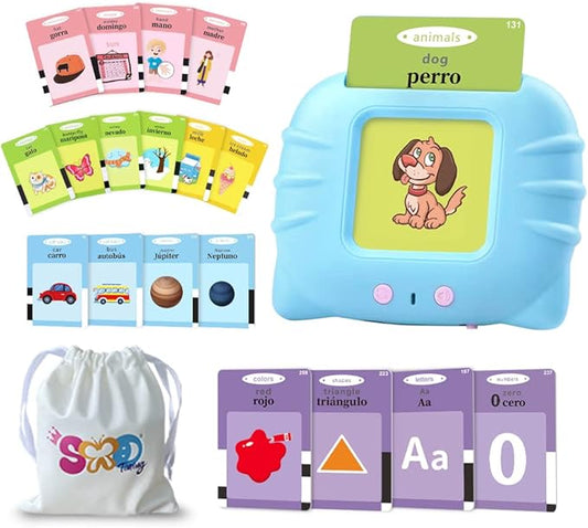 Spanish Flash Cards for Kids,Bilingual Flash Cards for Toddler/Beginning - ABC,Numbers,Colors,Shapes,Español/English Talking Flash Cards for Preschool,Kindergarten