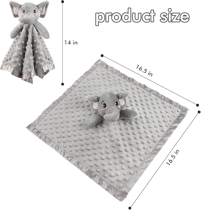 Baby Security Blanket Loveys for Baby Snuggle Toy Plush Elephant Stuffed Animal Baby Gifts for Girls and Boys Newborn Age 0 Month+