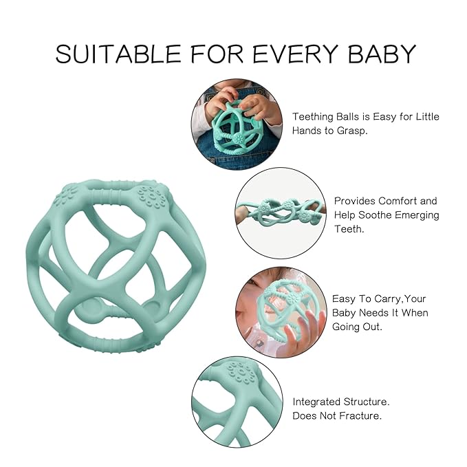 Baby Teething Toys, Silicone Babys Chew Toys for Soothing Babies Gums, Sensory Hollow Ball Teether for Babies 3+ Months,Baby Teether Toys,Baby Gifts for Girl & Boy,BPA Free