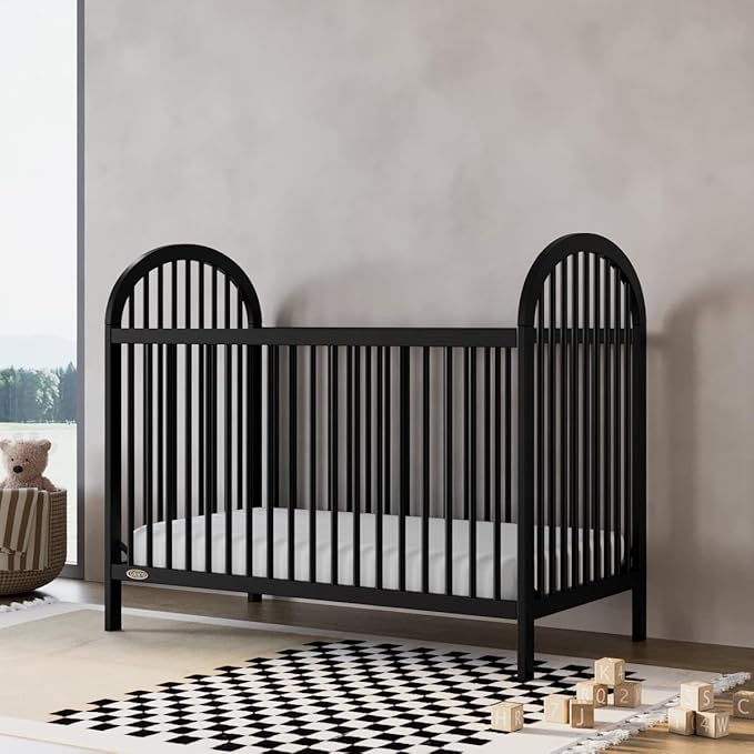 Graco Olivia Convertible Crib (Black) – GREENGUARD Gold Certified, 100% Solid Wood, Fits Standard Crib Mattress, Converts to Toddler Bed and Daybed, 4 Adjustable Mattress Heights