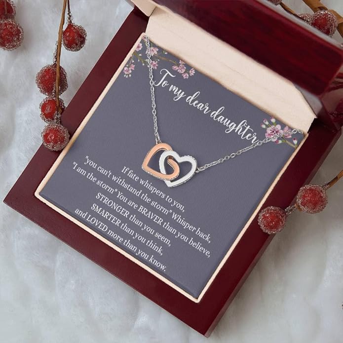 To My Daughter Gift Necklace From Dad or Mom - Badass Daughter Jewelry With Heartfelt Message & Elegant Box