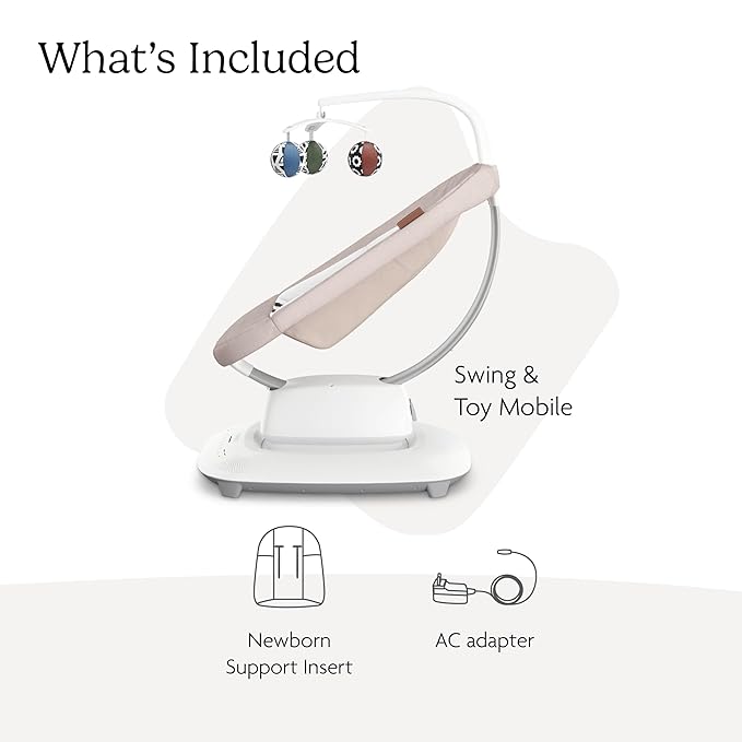 UPPAbaby Mamaroo Smart Swing – Customizable Soothing Modes with MotionSync Technology – Infant Recline + Bluetooth Enabled – Included Newborn Insert – Charlie (Sand Mélange)