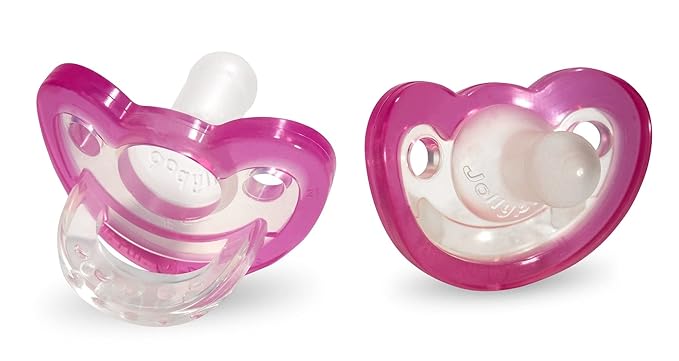 RaZbaby Jollypop Pacifier for Newborns & Up, USA Made, Natural Shaped Orthodontic Binky, Lovingly Shared in NICUs & Hospitals Worldwide, Medical-Grade 100% BPA-Free - 0-3 Months, 2 Pack - Pink