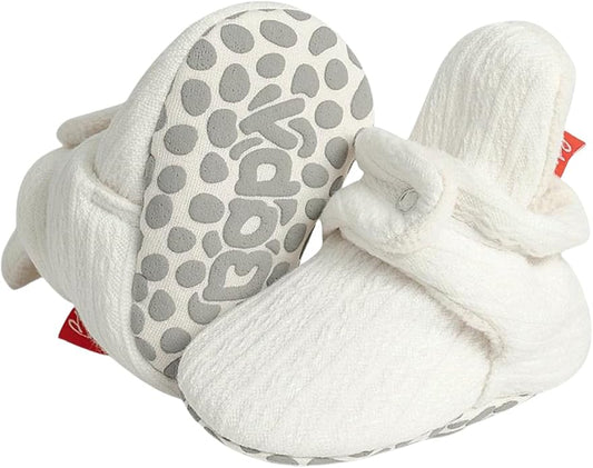 Sawimlgy Newborn Infant Baby Girl Boy Cotton Booties Stay On Sock Slippers Soft Bedroom Shoes Non-Skid Ankle Boots With Grippers Toddler Crib Warm Shoe First Walker Birthday Shower