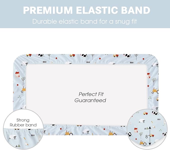 Little Grape Land Toddler Sheets 3 Pack – Baby Crib Sheets Fitted for Boys Girls, Standard Size 28x52‘’ Crib Mattress, Super Soft Breathable Washable Microfiber Blue Sheep
