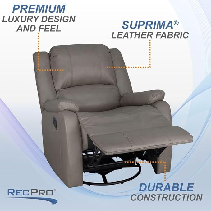 RecPro Charles Collection | 30" Swivel Glider RV Recliner | RV Living Room (Slideout) Chair | RV Furniture | Glider Chair (Putty, 2-Pack)