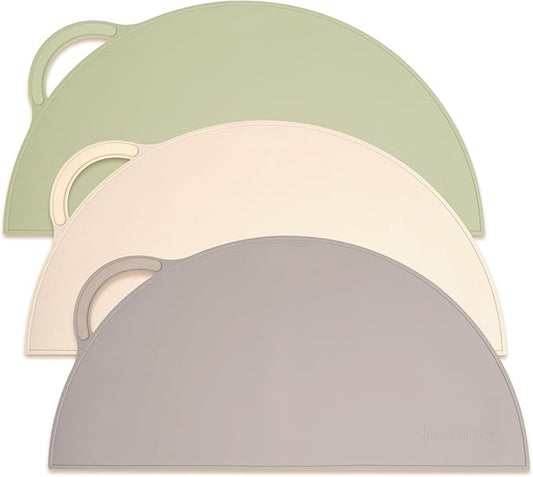 Upward Silicone Suction Mat Set - Non Slip Mat for Baby Led Weaning & Toddler Feeding - Placemats for Dining Table & Restaurants