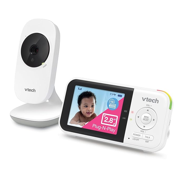 VTech VM819 Baby Monitor with Camera and Audio, 2.8” Screen Portable Baby Camera, Night Vision, 2-Way Audio, Temperature Sensor and Lullabies, Secure Transmission No WiFi, Ideal for Baby/Elderly/Pet