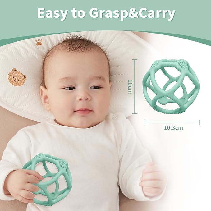 Baby Teething Toys, Silicone Babys Chew Toys for Soothing Babies Gums, Sensory Hollow Ball Teether for Babies 3+ Months,Baby Teether Toys,Baby Gifts for Girl & Boy,BPA Free