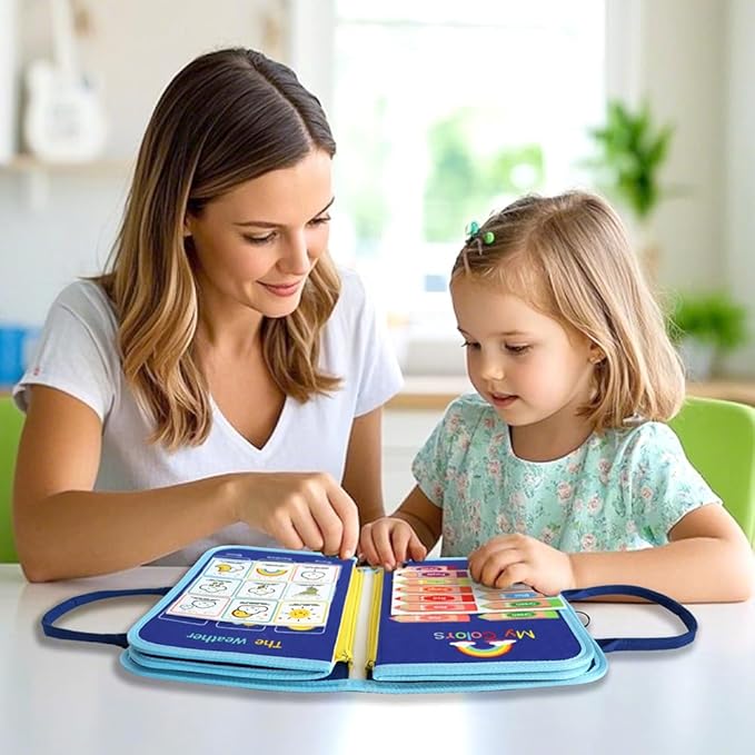 Felt Busy Book Sensory Toys for 3+ Years Old Toddlers Quiet Activity Book Educational Learning Contains Life Skills, Cognition, Sorting, Matching