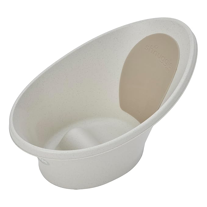 ECO Newborn Baby Bath | Recycled Material with Built-in Support Bump and Soft Backrest | Suitable from Newborn | Includes Water Plug | Cookies and Cream Colour | Beige Taupe Speckled