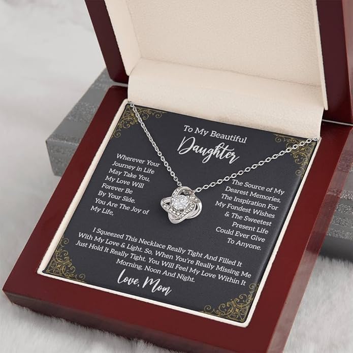 To My Daughter Gift Necklace From Dad or Mom - Badass Daughter Jewelry With Heartfelt Message & Elegant Box