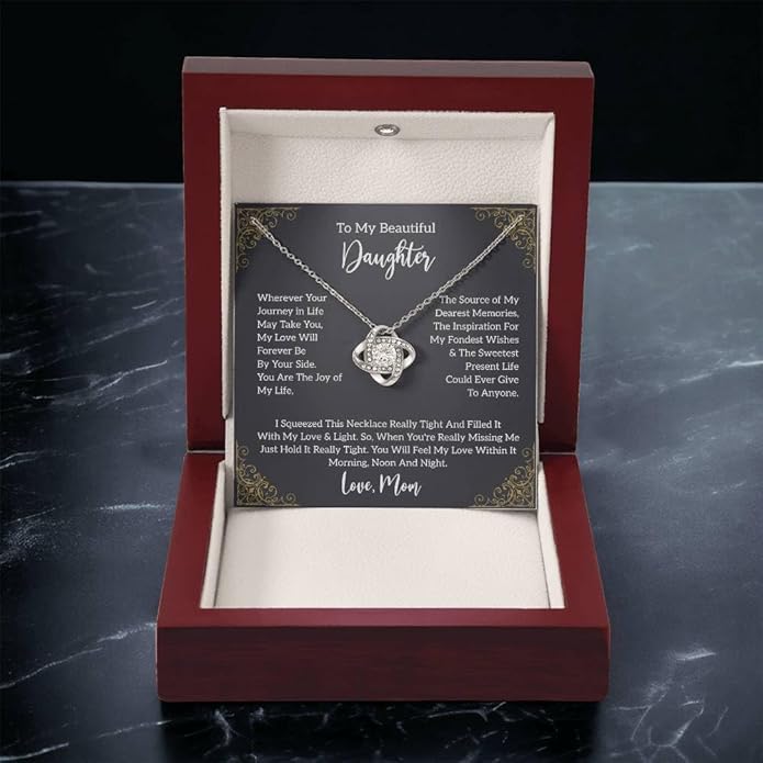 To My Daughter Gift Necklace From Dad or Mom - Badass Daughter Jewelry With Heartfelt Message & Elegant Box