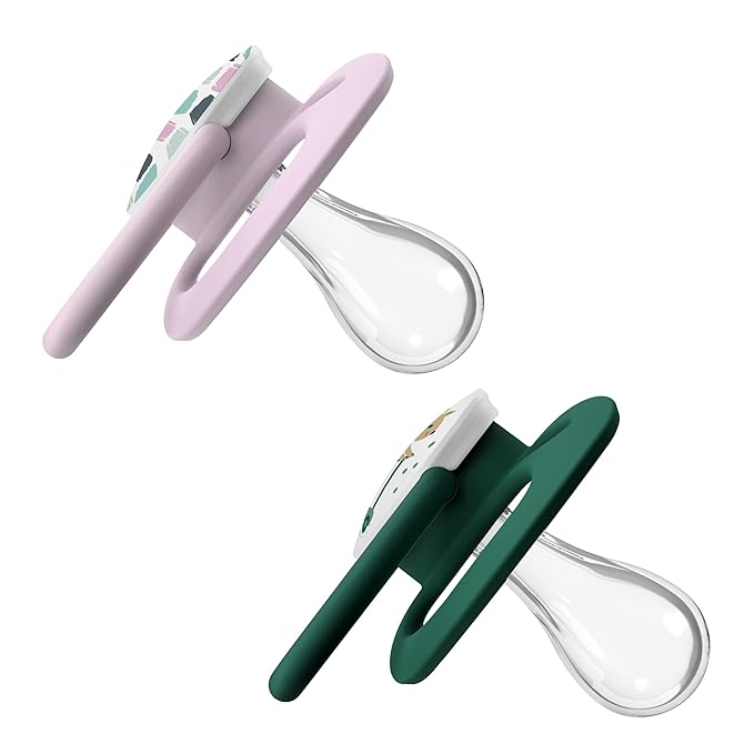 Dr. Brown's Advantage Baby Pacifier, Fully Symmetrical Soother with Soft Silicone Bulb, Scooter Squirrel, 6-18m, BPA Free, 2 Pack