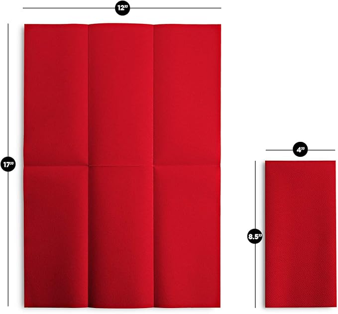 Linen-Feel Colored Paper Napkins - Decortive Cloth-Like Red Dinner Napkins - Soft And Absorbent. For Kitchen, Party, Wedding, Bathroom Or Any Occasion. (Pack of 100)