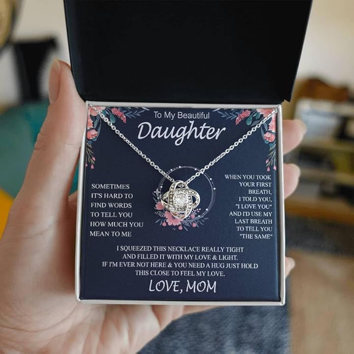 To My Daughter Gift Necklace From Dad or Mom - Badass Daughter Jewelry With Heartfelt Message & Elegant Box
