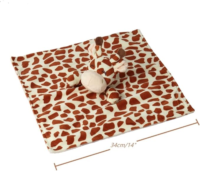 CREVENT Soft Plush Animal Face Security Blankets for Boys and Girls, Great Gifts for Birthday Baby Shower(Brown Giraffe)
