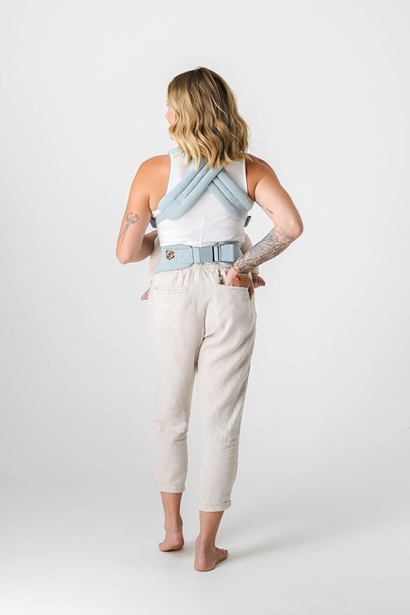 Mabē Monarch Ergonomic Baby Carrier – Premium Cotton Soft Structured Newborn to Toddler Carrier with Hip-Healthy Design, 3 Carry Positions (7-35lbs), Lightweight & Breathable, (Dream Wash Denim)