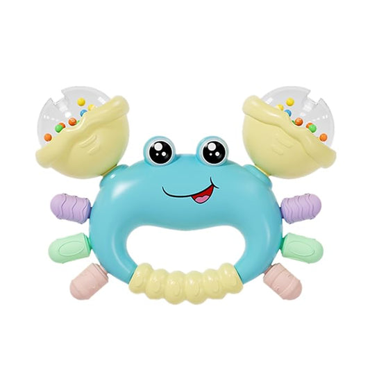 Baby Crab Rattle Toy - ABS Material, Handheld Crab Shaped Toy for Infants, Early Education Grip & Smart Toy for Newborn Boys and Girls(345A) (Blue)