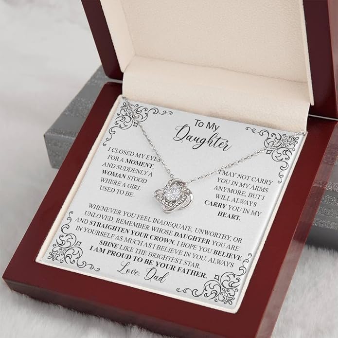 To My Daughter Gift Necklace From Dad or Mom - Badass Daughter Jewelry With Heartfelt Message & Elegant Box