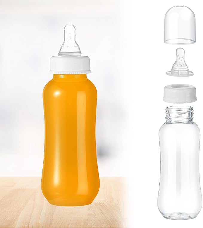 Norme Baby Shower Bottles 9.5 oz Plastic Baby Bottles Chug Sign Shower Game Party Favors Baby Bottles Bulk for Baby Shower Decorations Gender Reveal Gifts(White, 12 Pcs)
