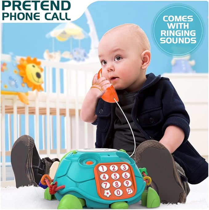 Jyusmile Baby Toys 6 to 12 Months, Musical Turtle Crawling Infant Toys, Early Learning Educational Toy with Light & Sound, Christmas Birthday Gifts for Boy Girl 7 8 9 10 11 Month 0-1 Year Old