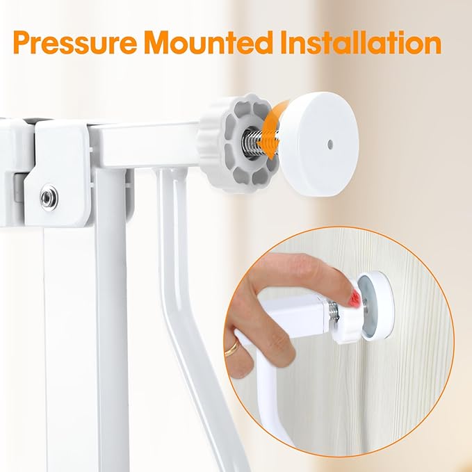 Baby Gate with Cat Door for Stairs - Baby Gate with Pet Door Auto Close 29.5"-48.5" Safety Metal Dog Gate for Door Ways/Stairs/House/Walk Through with Includes 2 Extension Pieces and 4 Wall Cups