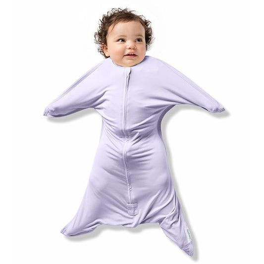 SleepingBaby EverSoft Zipadee-Zip Transition Swaddle - Roomy Wearable Blanket with Two Way Zipper - Viscose from Bamboo - Lilac, X-Small (3-6 Month)